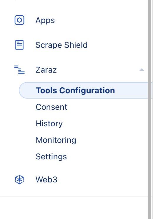 Cloudflare Zaraz in left side panel