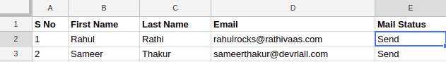 google sheet sturcture